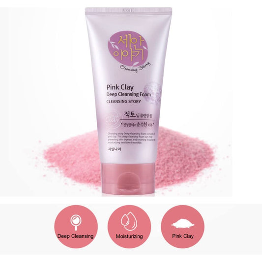Kwailnara Cleansing Story Natural Facial Deep Foam Cleansing - Pink Clay