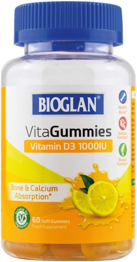 Bioglan Vitagummies | High Strength Vitamin D3 | Vegetarian Friendly | Delicious lemon flavour | 60 Chewy Gummies : Amazon.co.uk: Health & Personal Care