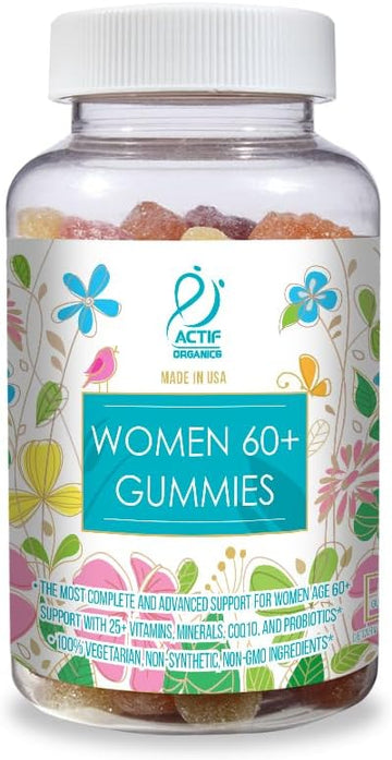 Actif Women Age 60+ Gummies With 25+ Advanced Factors, Coq10, And Probiotics - Non Gmo, Made In Usa, 90 Count