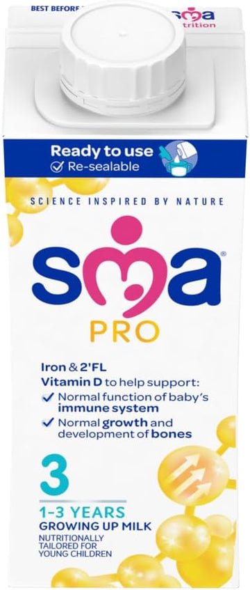 Sma Pro Growing-Up Baby Milk - 1-3 Years | Ready To Use Liquid Formula Milk 200 Ml (Pack Of 12)