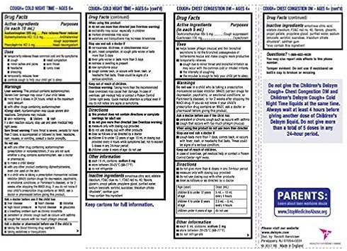 Delsym Children'S Cough + Chest Congestion Day & Night Cold Liquid, Cherry & Berry, 8 Oz : Health & Household