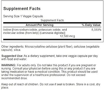 Swanson Triple Iodine Complex-Natural Supplement For Vital Thyroid Support-Promotes Metabolic Function, Increased Red Blood Cell Production, & Heart Health-(60 Veggie Capsules, 12.5Mg Each) 2 Pack