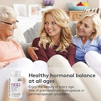 Hormone Balance For Women Pms & Menopause Relief Support Pills | Ease Female All Stages Hormonal Imbalance W Natural Herbal Supplements | Black Cohosh Red Clover Dong Quai Soy Isoflavones Complex
