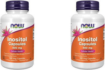 Now Supplements, Inositol 500 Mg, Healthy Membrane Function*, Cellular Health*, 100 Veg Capsules (Pack Of 2)