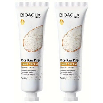 Bioaqua Rice Raw Pulp Hand Cream Rice Extract Hydrates Hands Smooth Skin Care 30G / 1.06Oz (2)