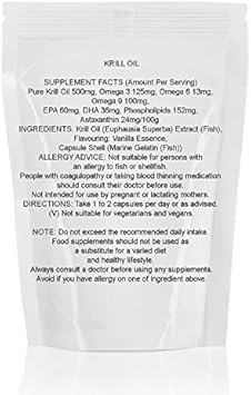 Antarctic Krill Oil 500mg Omega Marine Oil Omega 3 6 9 Phospholipids Antioxidant 60 Capsules Health Food Supplements HEALTHY MOOD UK Quality Nutrients :Health & Personal Care