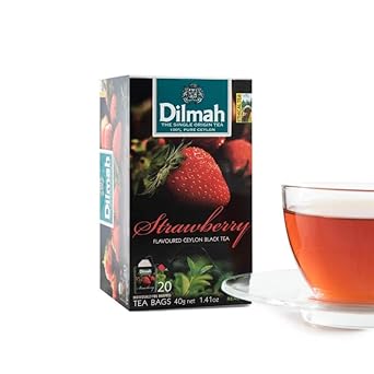 Dilmah Flavored Black Tea Variety Pack - 80 Tea Bags (Individually Wrapped) - Caramel, Strawberry, Peach, Ginger & Honey (Brew Hot, Iced Tea)