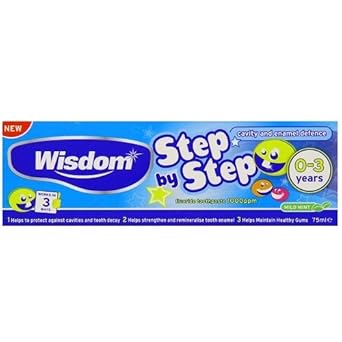 Wisdom Wis057P Toothpaste, Step By Step 0-3 Years, Cavity And Enamel Defense Fluoride, 75 Ml