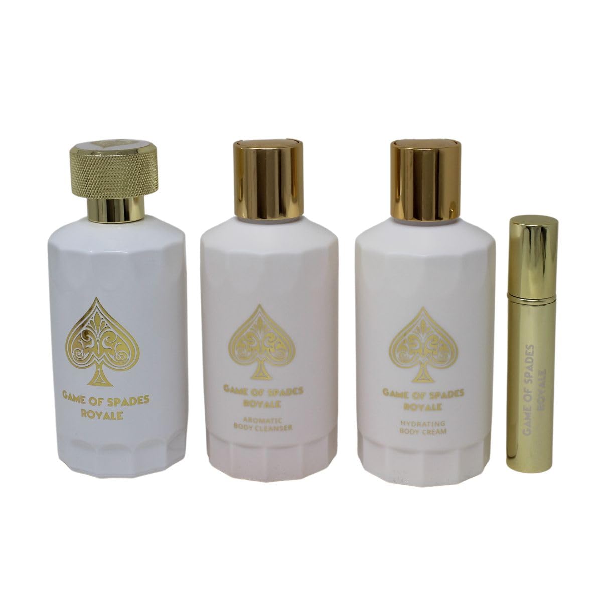 Jo Milano Game Of Spades Royale 4-Piece Gift Set Unisex, (3.4 Oz Parfum Spray + 6.8 Oz Body Cleanser + 6.8 Oz Body Cream + 0.27 Oz Refillable Atomizer) : Beauty & Personal Care