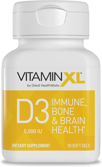 Omegaxl Vitaminxl D3 High Potency Daily Vitamin D 5000 Iu 125Mcg Immune Support Supplement - Promotes Healthy Muscle Function & Strong Bones - Non-Gmo, Gluten-Free - 30 Softgels