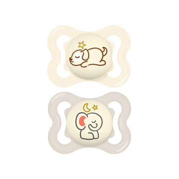 Mam Supreme Night Baby Pacifier, For Sensitive Skin, Patented Nipple, 2 Pack, 0-6 Months, Unisex
