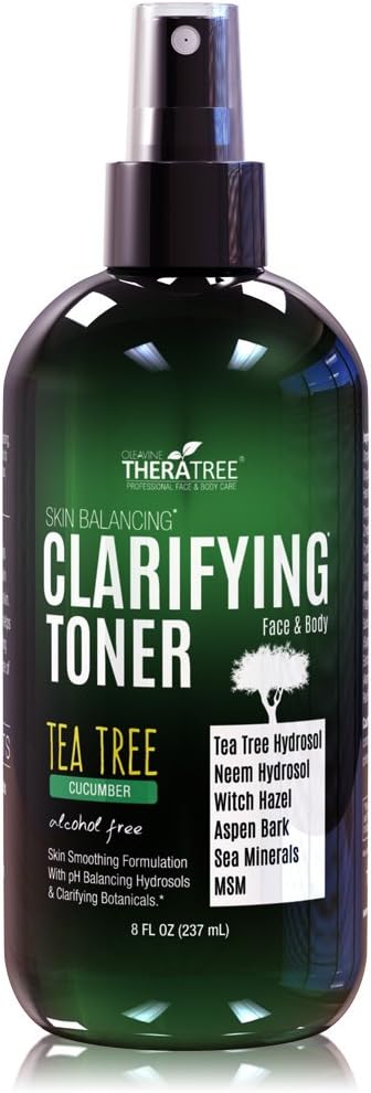 Clarifying Toner With Msm, Tea Tree & Neem Hydrosol, Complexion Control For Face & Body β Helps Reduce Appearance Of Pore Size, Controls Oil To Tone, Balance & Hydrate Skin - 8 Oz