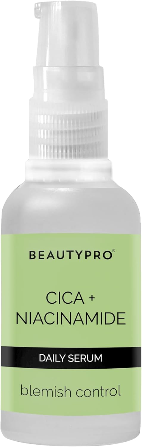 Beautypro Cica + Niacinamide Serum Daily Anti-Aging Face Cream Blemish Control Reduces Redness 100% Plant Based Skincare Multi Award Winning Brand 30Ml