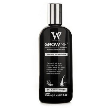 Watermans Grow Me® Hair Growth Shampoo, Caffeine, Biotin, Argan Oil, Rosemary Oil. Anti-Thinning Shampoo, Improves Hair Volume, DHT Blocking for Hair loss in Women & Men. 8.45 fl. oz