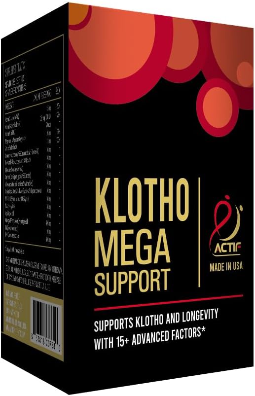 Actif Klotho Mega Support With 15+ Advanced Factors For Longevity Support - Non Gmo, Made In Usa, 90 Count