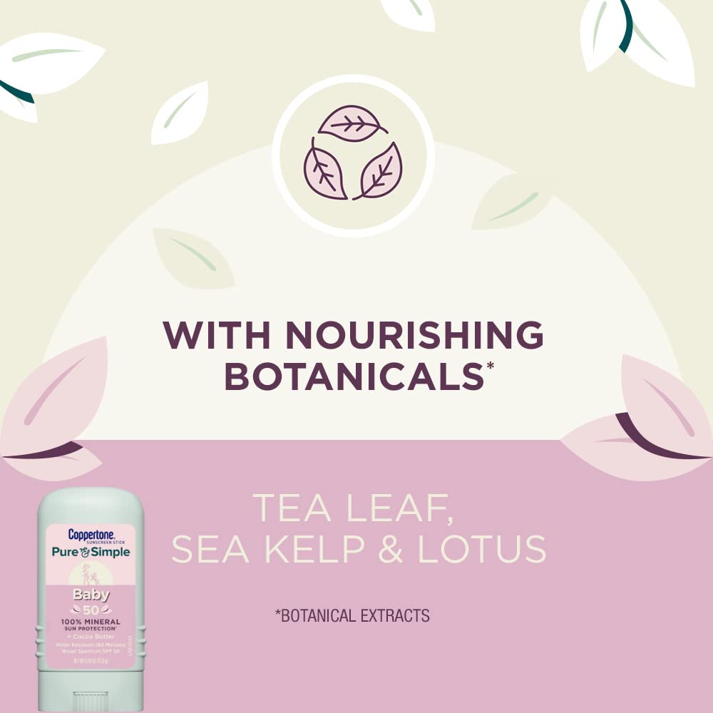 Coppertone WaterBabies Sunscreen Spray, SPF 50 Baby Sunscreen, Spray On 6 Oz and Pure Simple Stick, 50, 0.49 Bundle : Baby