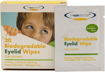 The Eye Doctor Junior Eyelid Wipes - 20X Individually Wrapped Kids Eye Lid Cleansing Wipes - Daily Hygiene & Dry Eye Relief - Suitable For Children'S Sensitive Eyes