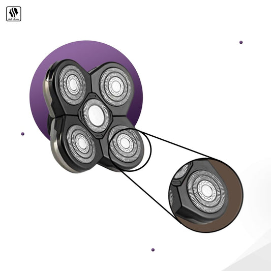 Skull Shaver Baron Replacement Shaver Head Blade - Smooth Close Shave - Wet & Dry Use - Flexible 5-Head Design - Quick Twist Lock - Universal Fit