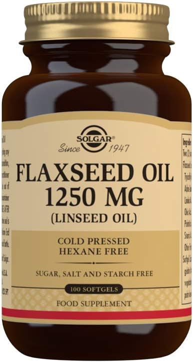 Solgar Flaxseed Oil 1250 mg, 100 Softgels - Organic, Cold-Pressed Omeg