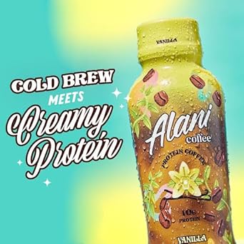Alani Nu Protein Coffee Vanilla | Ready To Drink Cold Brew With 10G Of Protein | 100Mg Caffeine | 90 Calories, Naturally Flavored | 12 Fl Oz Bottles | 12 Pack