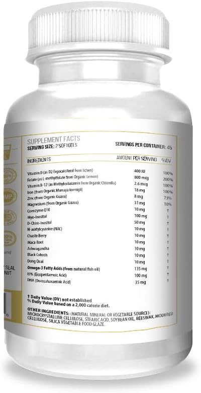 Actif Ovary And Uterus Maximum Support With 15 Advanced Factors And Omega-3 β Non Gmo, Made In Usa, 90 Count
