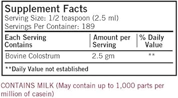 Kirkman Colostrum Gold Immune Support Supplement, 16 Fl Oz, Unflavored Liquid Bovine Colostrum, Supports Muscle, Skin & Cartilage Tissue Growth, Hypoallergenic, Antibiotic & Added Hormone Freeā¦