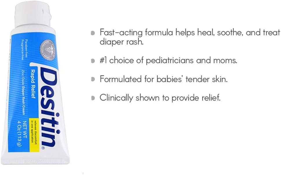 Desitin Daily Defense Baby Cream With Zinc Oxide To Treat, Relieve & Prevent Diaper Rash, Hypoallergenic, Dye, Phthalate & Paraben-Free, 4 Oz : Baby