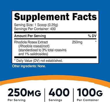 Nutricost Rhodiola Rosea Powder 100 Grams - Pure Powder, Gluten Free And Non-Gmo