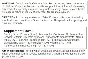 Nutra Biogenesis Methyl Factors - Vitamin B12 Drops, Methylfolate Drops, Sublingual Liquid For Women & Men, B Complex With Folic Acid For Kids & Adults, Energy Supplement, Sugar Free - 2 Fl Oz