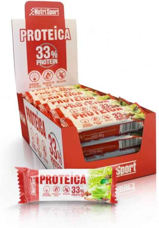 Nutrisport Protein Bar | Food Supplement | High Protein Content | Supplement For Athletes | Yogurt & Apple Pie Flavor | 24 Units