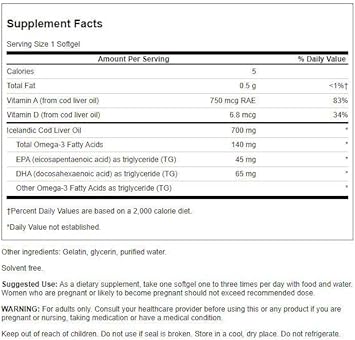 Swanson Cod Liver Oil - Wellness Supplement Promoting Bone, Skin Healt