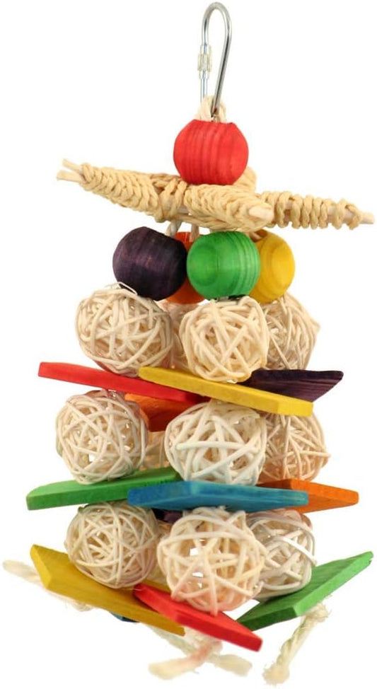 Northern Parrots Willow Wizard Hanging Parrot Toy - Colourful Vine And Wood Toy For Cockatiels, African Greys And Budgies