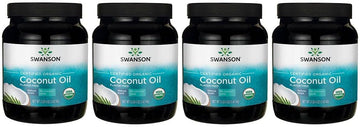 Swanson 100% Certified Organic Flavor Free Coconut Oil Cooking Baking Frying Beauty Efas Mcts 3 Lbs 6 Ounces (1.53 Kg) Solid Oil (4 Pack)