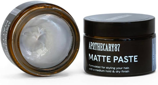 Apothecary 87 Matte Paste | Matte Finish, Medium Hold, Light Weight Hair Styling Paste | Creates Volume, Texture & Hold | All Hair Types | Premium Formulation | 50Ml