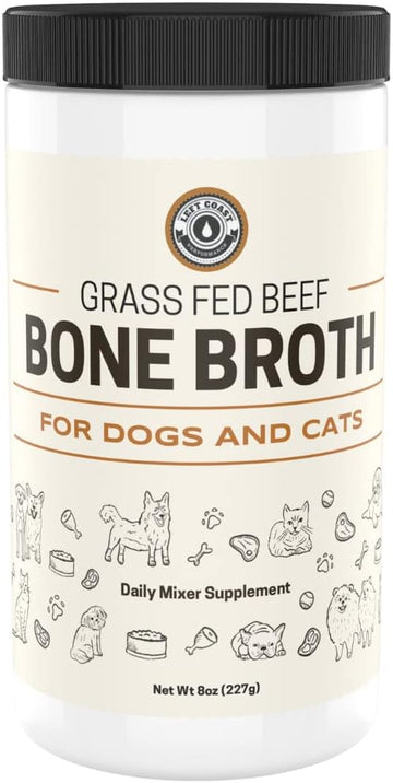 8Oz Beef Bone Broth Powder For Dogs And Cats – Human Grade Grass-Fed Bone Broth For Picky Eaters – Supports Joints And Gut Health – Single Ingredient Bone Broth For Cats -Dog Food Toppers For Dry Food