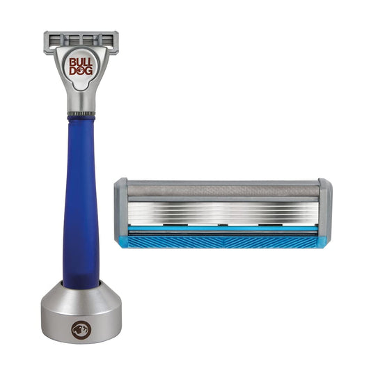 Bulldog Mens Skincare And Grooming Sensitive Recycled Glass Handle Razor With Razor Stand