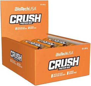 Biotechusa Crush Bar High-Protein Bar With Crunchy Chocolate Coating And No Added Sugar, 12 * 64 G, Chocolate-Peanut Butter