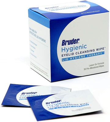 Bruder Hygienic Eyelid Cleansing Wipes | Rinse-Free Exfoliating Wipes Remove Excess Oil And Debris From Eyelids & Lashes | Remove Make Up & Oil L Eye Care L Eye Cleanse L Non-Allergenic L 30 Count Box