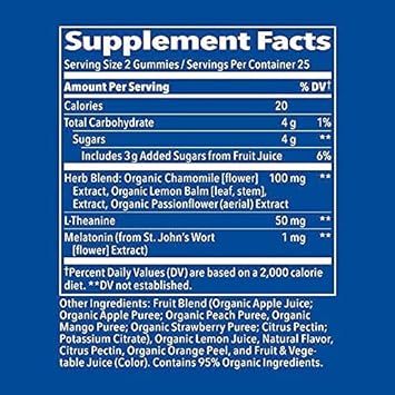 Fruily Organic Melatonin Gummies - Sleep Aid For Kids & Adults - Healthy Restful Deep Sleep Cycles - Made With Real Fruit & L Theanine, All Natural, Non-Gmo, Gluten-Free, Kosher, Vegan (50 Count)