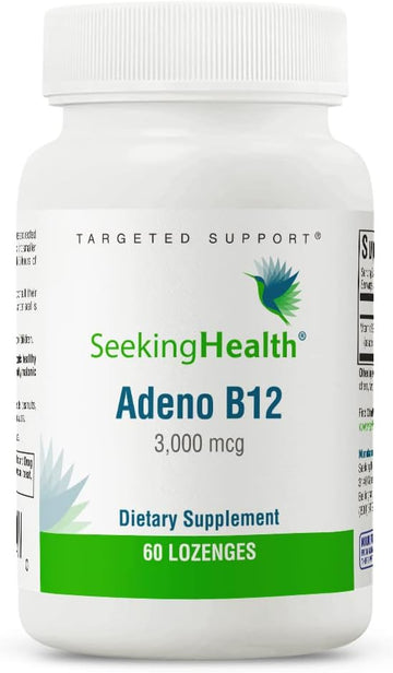 Seeking Health Adeno B12, 3000 Mcg Adenosylcobalamin, Methyl-Free Vitamin B12 To Support Energy And Mood, Methylation Support, Naturally Sweetened, Vegan And Vegetarian (60 Lozenges)