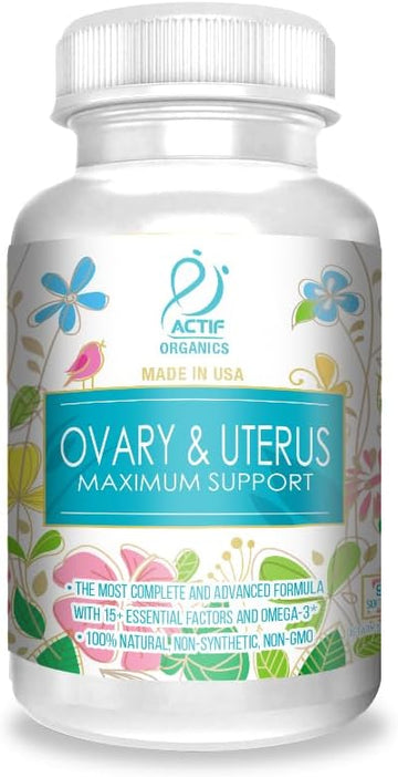 Actif Ovary And Uterus Maximum Support With 15 Advanced Factors And Omega-3 β Non Gmo, Made In Usa, 90 Count