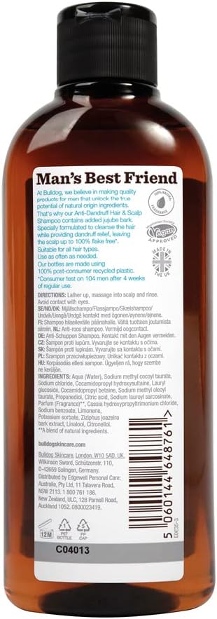 Bulldog Skincare - Anti-Dandruff Shampoo For Men Flake Free Scalp 300 Ml