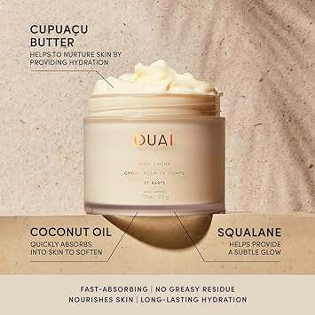 OUAI St. Barts Body Care Bundle - Includes Body Cleanser (10 Oz), Hydrating Body Cream (7.5 Oz), Scalp & Body Scrub (8.8 Oz) & Travel Scalp & Body Scrub (3.4 Oz) - 4-Piece Set : Beauty & Personal Care