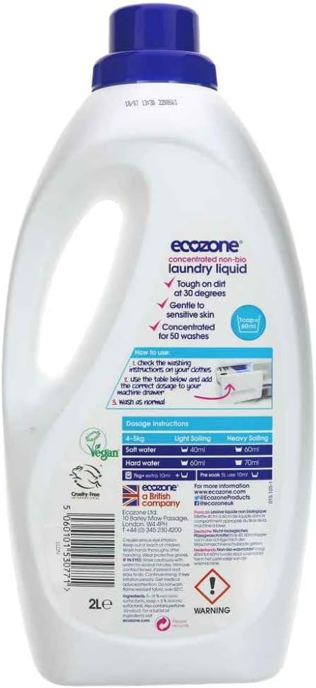 Ecozone Concentrated Non-Bio Laundry Liquid, 2L (50 Washes)