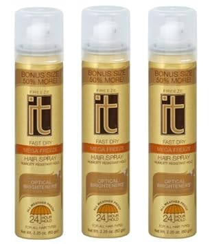 3 Freeze It Mega Freeze Hair Spray Aero Travel Size 50% More 2.25 Oz