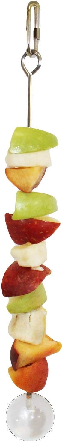 Stainless Steel Fruit Skewer - Durable Treat Foraging Cage Accessory Toy - Sugar Gliders, Rats, Chinchillas, Ferrets, Parrots, Hamsters, Squirrels, Hedgehogs, Guinea Pigs, Rabbits & Other Small Pets