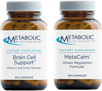 Metabolic Maintenance Brain Cell + Metacalm - Citicoline, Dmae, Phosphatidylserine + Ginkgo To Support Memory + Focus (60 Caps), Neurotransmitter Support With Gaba, 5-Htp, L-Theanine (120 Caps)