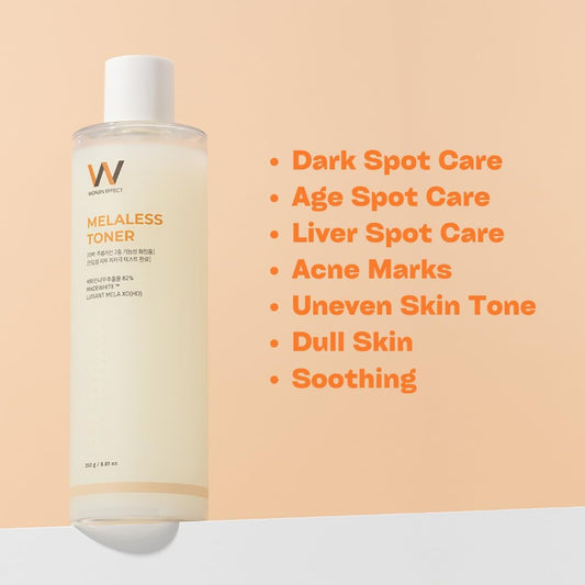 Melaless Toner 8.81 Fl Oz Vitamin C Toner, Uneven Skin Tone, Dull Skin, Skin Radiance, Niacinamide, Glutathione, Hyaluronic Acid, Hydration, Kbeauty
