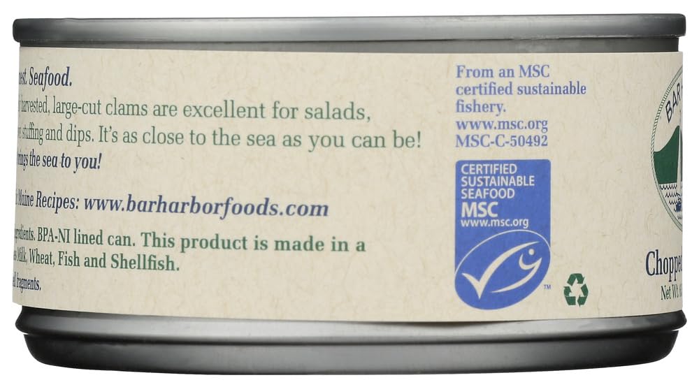 Bar Harbor All Natural Chopped Clams, Cans, 6.5 Oz, 6 Pk