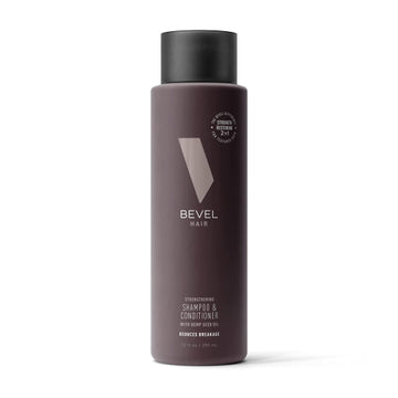 Bevel Shampoo and Conditioner for Men with Hemp Seed Oil and Biotin, 2 in 1 Strengthening Formula Conditions and Moisturizes Hair to Reduce Breakage, For Coarse, Curly and Textured Hair, 12 Oz